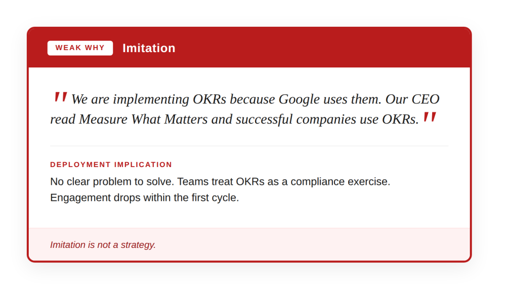 Bad reasons for Why OKRs
